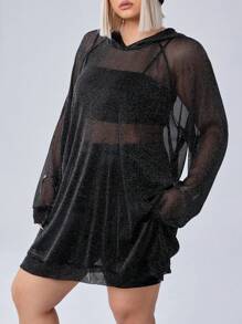 SHEIN CURVE+ Vestido/Cubrecostado informal para curvas plussize - Negro - Ver 3