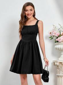 SHEIN Belle 女士黑色舞会派对短裙，时尚修身 - 黑色 - 查看 4