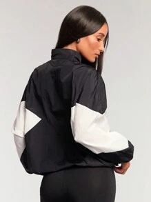 Forever 21 Women's Contrast Color Zip Up Casual Long Sleeve Jacket - Black - View 7