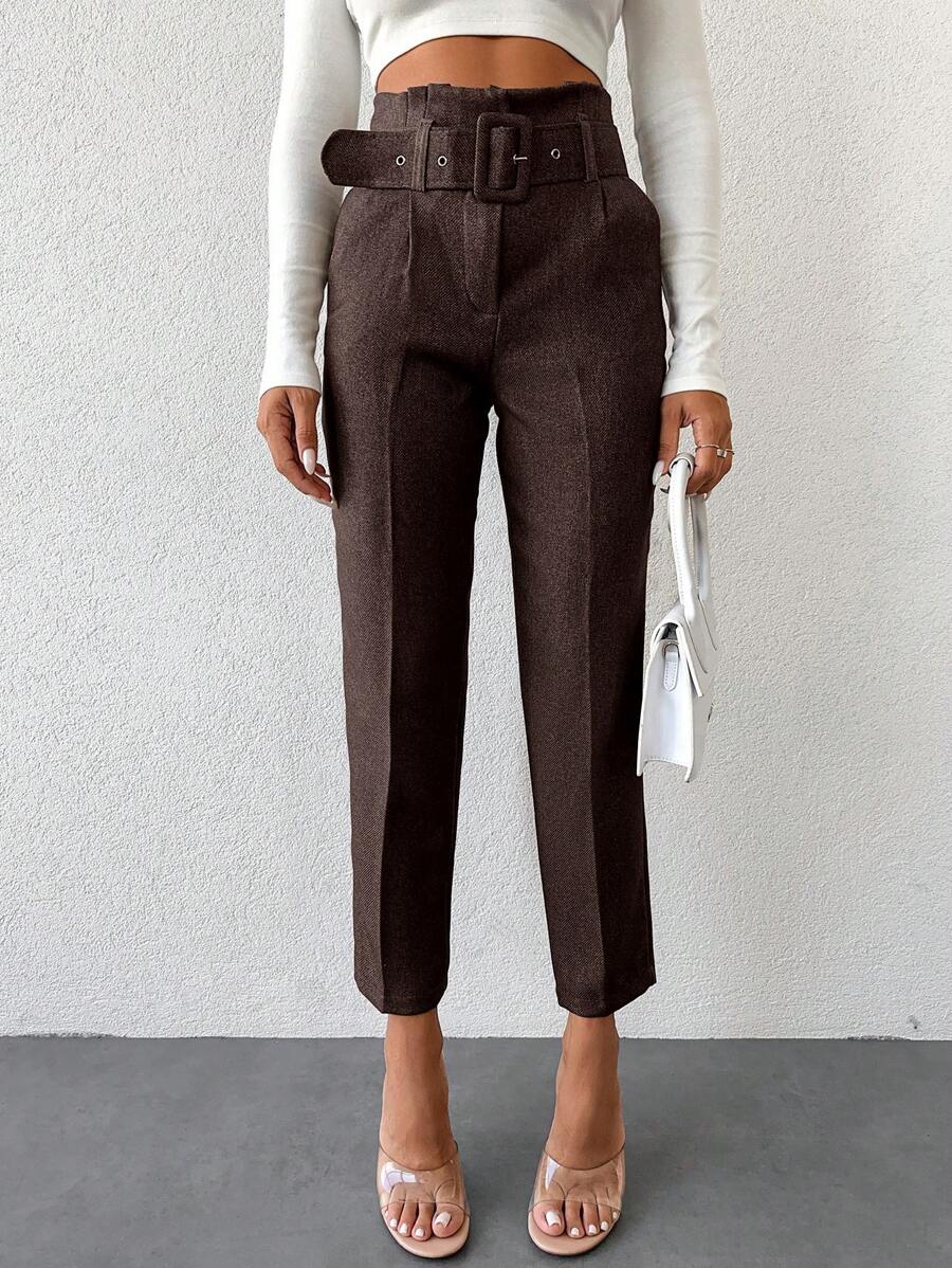 EURMUSE Thắt lưng Quần skinny Quần - màu nâu - Xem 1