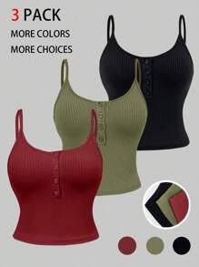 Chiquease Conjunto multicolor de camisa de tirantes con abertura y botones para mujer de verano - Multicolor - Ver 4