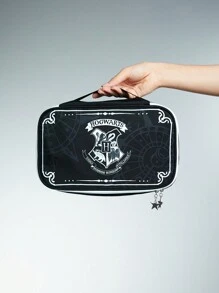 Harry Potter | ROMWE Hogwarts Badge Pattern Cosmetic Bag Set Of 3 For Travel And Storage - Black - View 10