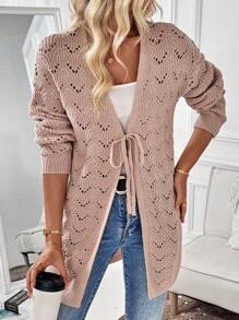 SHEIN LUNE الكارديجان الفضفاض للنساء بأكمام طويلة، خفيف الوزن وراحة - وردي مغبر - مشاهدة 1