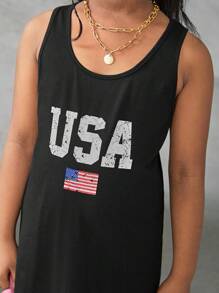 SHEIN Tween Girls Extended Size Casual Pullover Letter Print Knit Dress