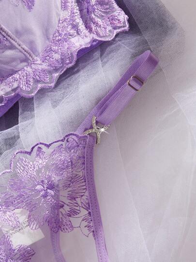 Blauw Vintage Verleidelijke Lingerie Set Women view 4