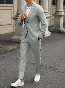 Manfinity Mode Traje de chaqueta y pantalón con rayas para hombre