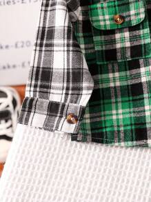 Baby Boy Casual Plaid Color Matching Shirt Top Suitable For Autumn Wear - Green - View 8