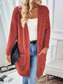 Chiquease Cárdigan casual de manga larga, de corte suelto y abertura frontal para mujeres