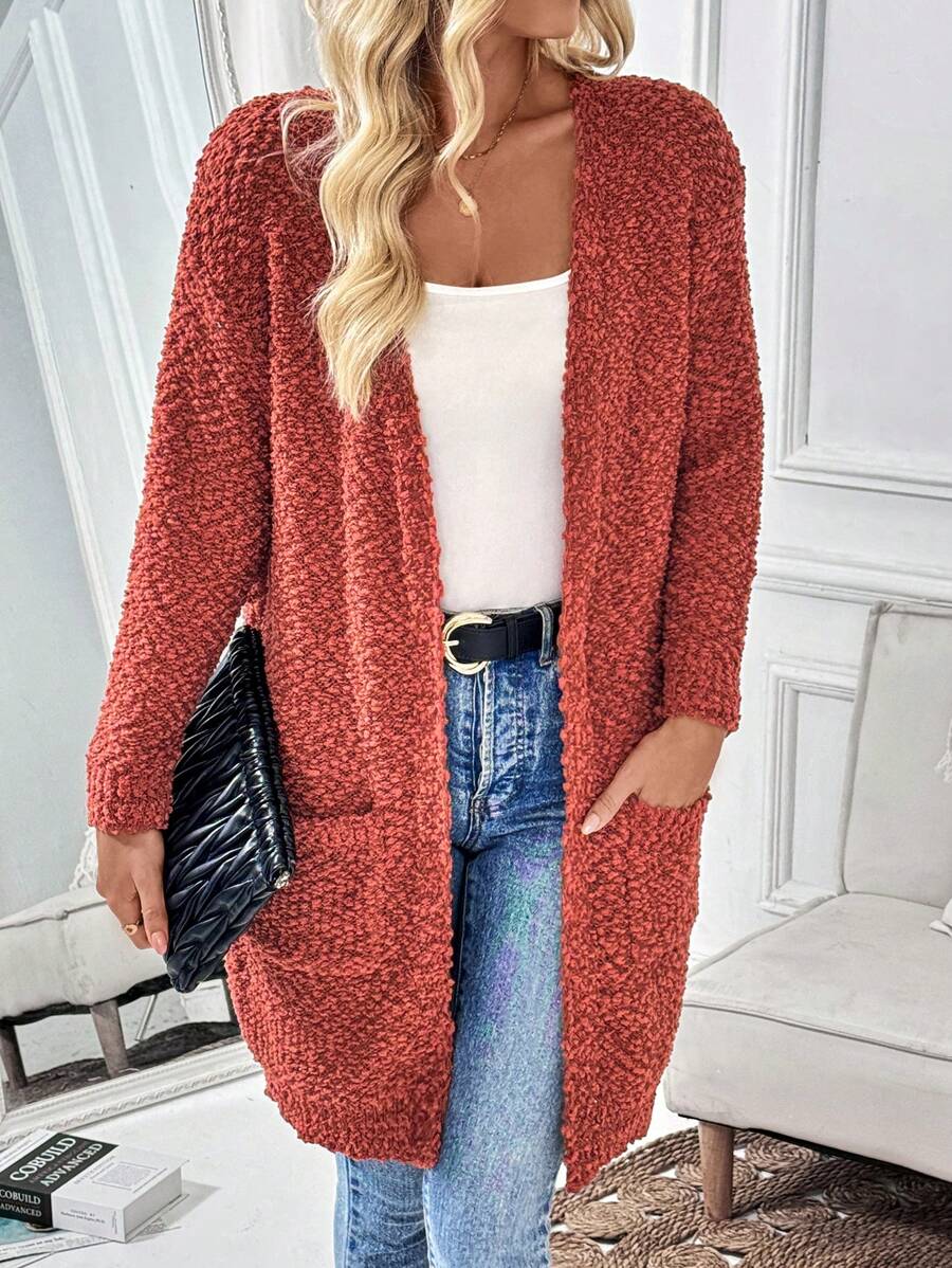 Chiquease Damen Lange Ärmel Lässig Offene Vorderseite Lockere Strickjacke