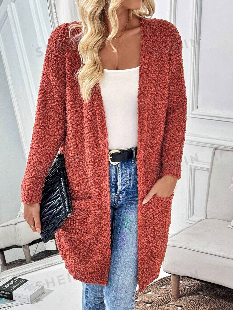 Chiquease Cárdigan casual de manga larga, de corte suelto y abertura frontal para mujeres