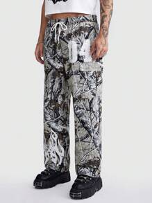 ROMWE MEN Street Life 男式休闲枝形印花工装裤 - 彩色 - 查看 4