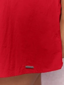 MISSGUIDED Vestido mini de línea A con textura y cuello de halter, vestido de verano lindo para el festival de música, Navidad - Rojo - Ver 3