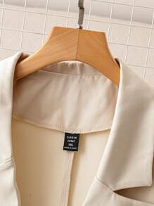 SHEIN Unity Plus Size Women's Spring And Autumn Solid Color Three-Quarter Sleeves Lotus Leaf Hem Suit Jacket - Apricot - View 5