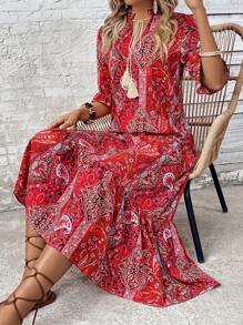 EMERY ROSE Váy nghỉ mát cổ điển in họa tiết Paisley - Nhiều màu - Xem 6