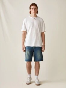 Manfinity Hypemode Men's Solid Color Simple Everyday Denim Shorts