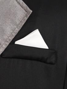 SHEIN 2pcs Tween Boys Satin Patchwork Blazer Jacket & Trousers Set,Black And White Elegant Traditional Summer Wedding Outfit For Birthday Party Graduation - Black - View 3