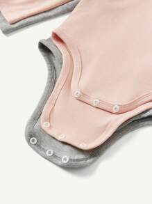 Bộ 2 món/Bộ đồ liền thân dệt kim màu trơn cổ lọ dài tay cho bé gái - Hồng - Xem 6