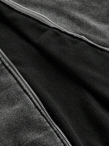 Manfinity RebelGame Sweat-shirt à capuche avec fermeture éclair pour homme, Streetwear tricoté avec Logo de flocon de neige imprimé, surdimensionné, épaules tombantes, pour automne/hiver - Noir - Voir 13