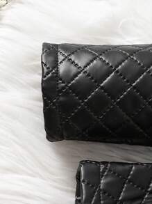 Baby Girls Plaid Long Sleeve Padded Coat - Black - View 6