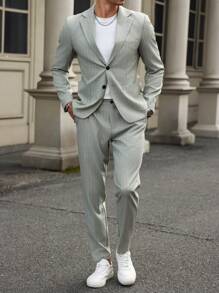 Manfinity Mode Traje de chaqueta y pantalón con rayas para hombre