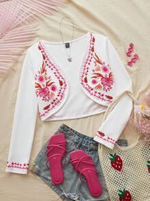 SHEIN VCAY Cárdigan de punto con estampado, de manga larga, elegante ropa de resort, para mujer en otoño