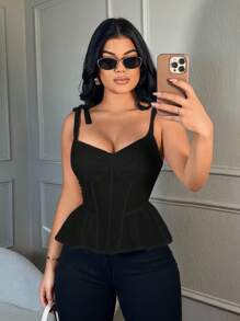SHEIN SXY 女士夏季优雅纯色腰带 - 黑色 - 查看 5