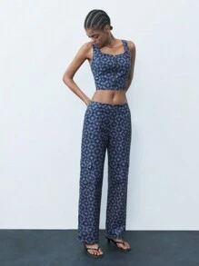 Maija Women's All-Over Print With Pockets Straight-Leg Pants - Blue - View 5