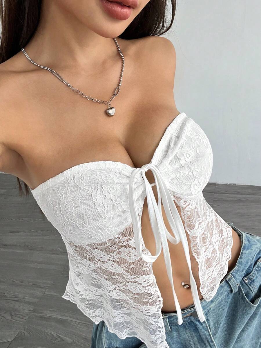 SHEIN Unity Vacation Style Spaghetti Strap Sleeveless Crop Top For Women - White - View 1