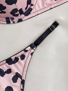 2 件套女士细肩带露背吊带背心和豹纹时尚短裤内衣套装 - 彩色 - 查看 5