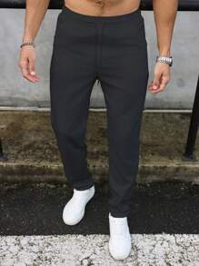 Manfinity LEGND Men's Slim Fit Denim Effect Pants, Fall - Black - View 1
