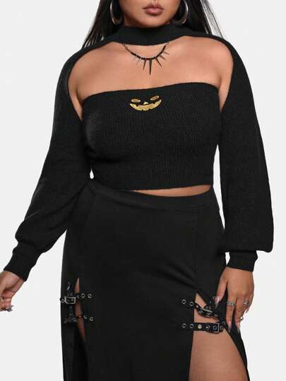 Maryam Alam Set di maglioni stile Y2K da donna in taglie comode, abbigliamento ideale per Ognissanti, autunno e inverno, adatto per vacanze e festival