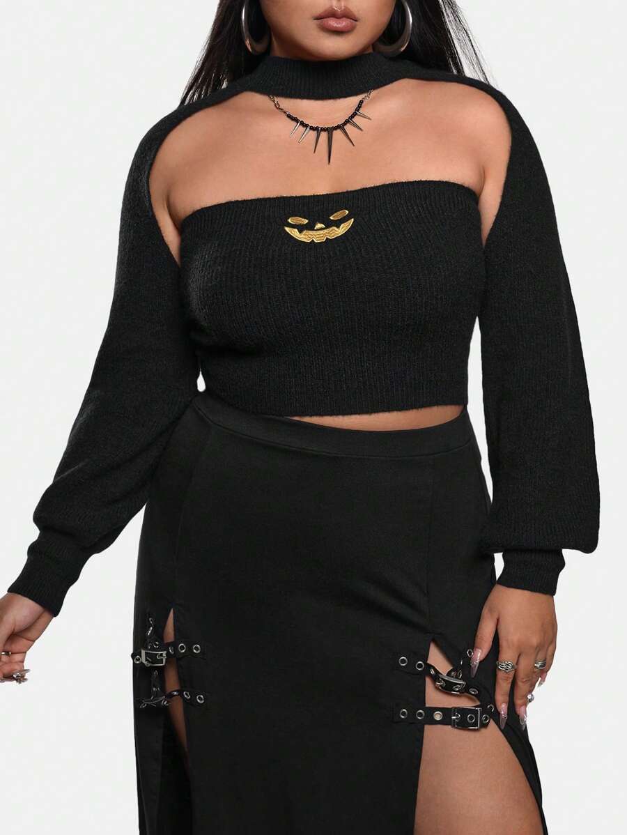 Maryam Alam Artist Y2K Plus Size Sweater Set, Halloween Women Clothes, For Holiday, Festival