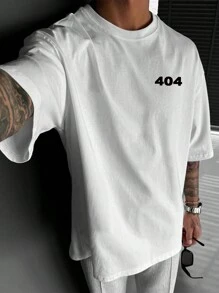 Men's Casual Numeric Print Round Neck Short Sleeve T-Shirt, Summer - White - View 5