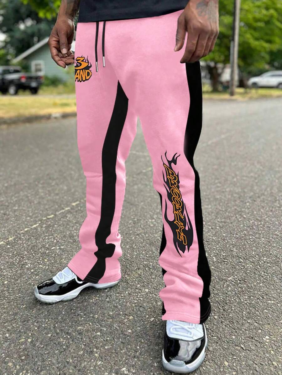 Manfinity Roghcode Printed Flare Pants For Plus Size Men - Multicolor - View 1