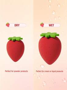 Strawberry Shortcake X SHEIN 2 Pcs Cartoon & Strawberry Makeup Sponge Set (Including Packaging),Gift Ideas - Multicolor - View 4