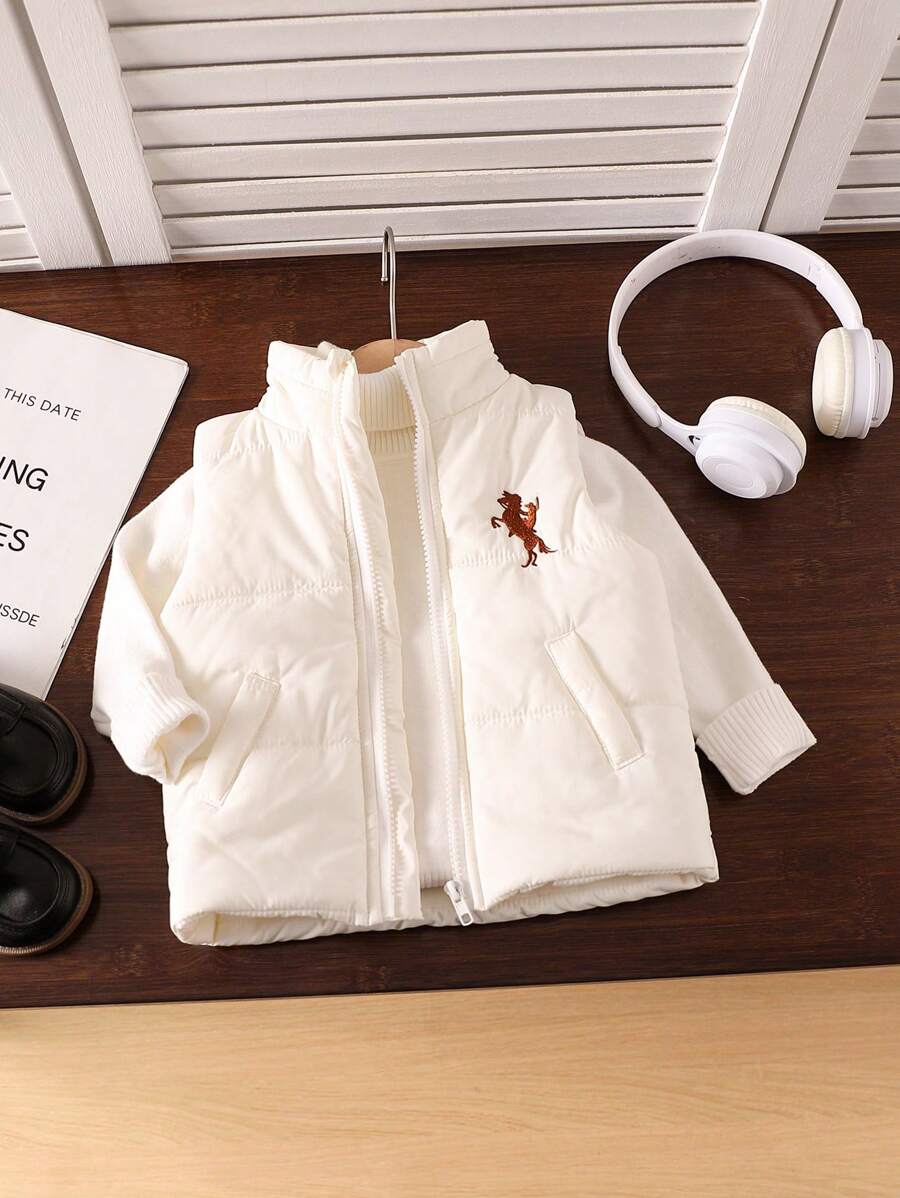 SHEIN Baby Boy Winter Casual Fashion Light Sleeveless Thermal Lined Warm Padded Coat - White - View 1