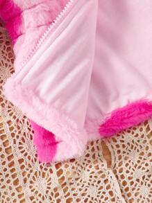 Baby Girl Crew Neck Zip-Up Heart Pattern Fashion Loose Cute Jacket - Watermelon Pink - View 7