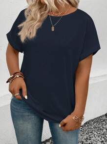 INAWLY Plus Size Women Casual Loose Round Neck T-Shirt, Summer