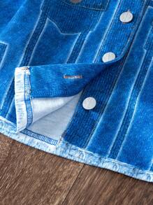 SHEIN Mädchen Jeans-Optik Lässig Langarm Jacke, geeignet für Outdoor-Sport, Reisen, Party, Geschenk, Herbst Winter