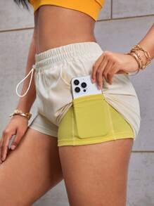 Easithlete Elastic Waist Shorts With Pockets, Activewear For Exercise, Running