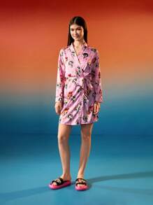 THE POWERPUFF GIRLS X SHEIN Dép EVA họa tiết hoa, bong bóng, hoa mao lương dễ thương cho nữ, thích hợp mặc ngoài trời và trong nhà, mùa hè - Hồng - Xem 4