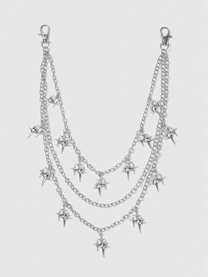 Grunge Punk Star Charm Metal Waist Chain For Dresses, Multi-Occasion Wear - Party, Beach, Spring/Summer, Music Festival, Gatherings