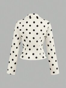 Forever 21 夏季、秋季和冬季女士圆点印花长袖/ V 领/休闲/有领/外出/紧身/合身/短款/可爱/返校/单身女郎/教师/高个子/不对称/办公室装/小码/开衫/衬衫/女式衬衫 - 彩色 - 查看 7