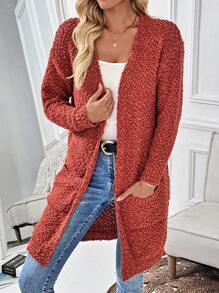 Chiquease Cárdigan casual de manga larga, de corte suelto y abertura frontal para mujeres