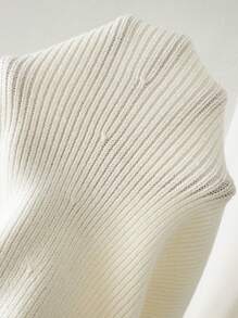 Chiquease Damen Rundhals Langarm einfarbig schlichtes passendes elegantes Strickkleid - Beige - Übersicht 7