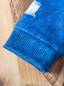 SHEIN Mädchen Jeans-Optik Lässig Langarm Jacke, geeignet für Outdoor-Sport, Reisen, Party, Geschenk, Herbst Winter