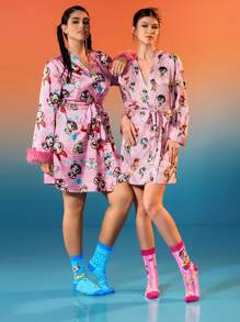 THE POWERPUFF GIRLS X SHEIN Women's 3 Pairs/Set Cute Blossom, Bubbles, Buttercup Pattern Comfortable Mid-Calf Socks,Y 2 K - Multicolor - View 11