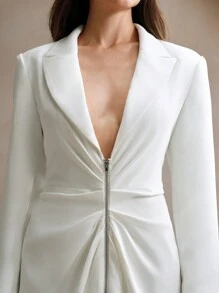 Anewsta Thiết kế mới Váy giảm eo xếp ly cao cấp dành cho nữ - trắng - Xem 7