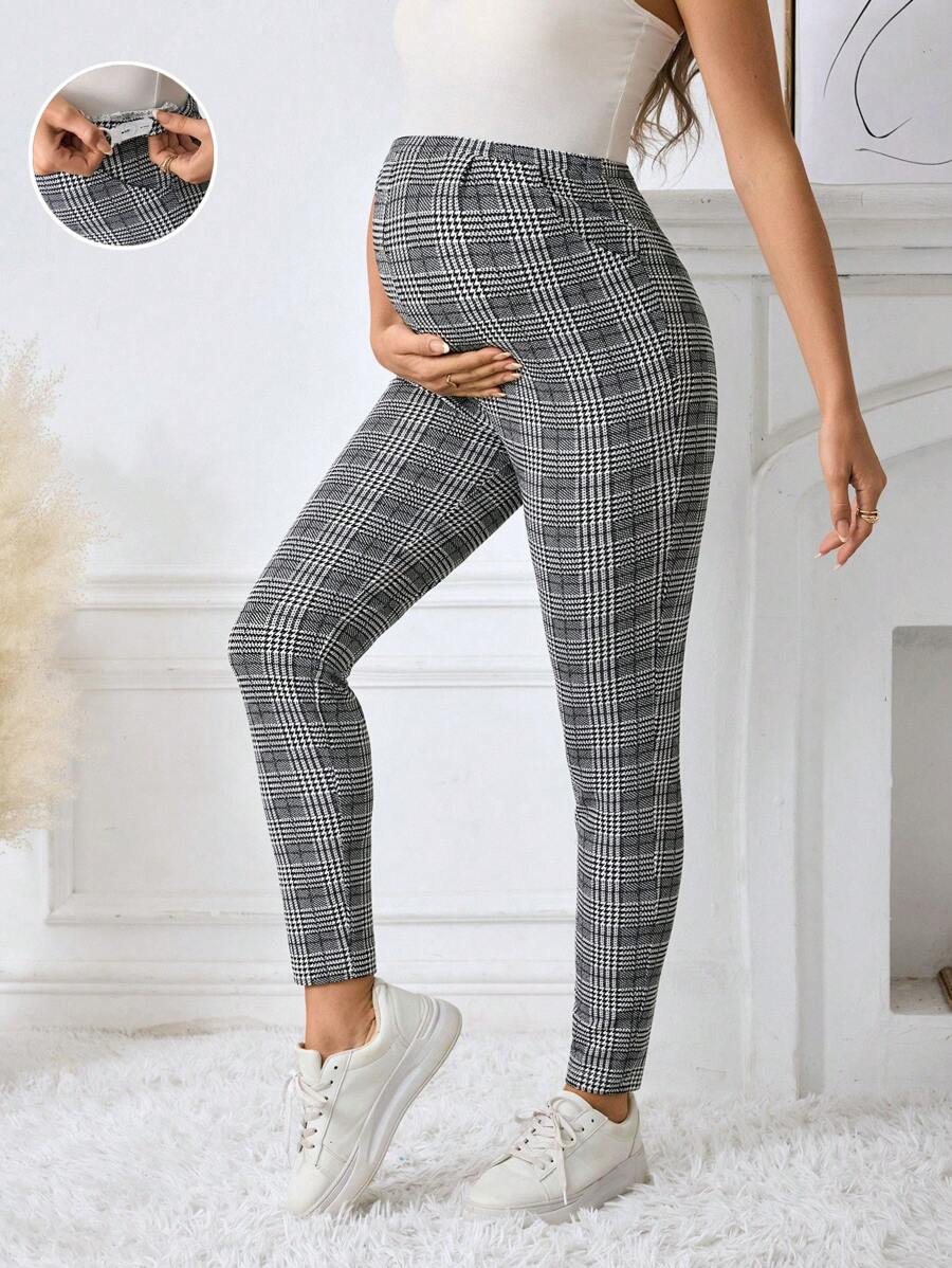 SHEIN 孕妇修身可调节腰围及踝长裤 - 灰色 - 查看 1