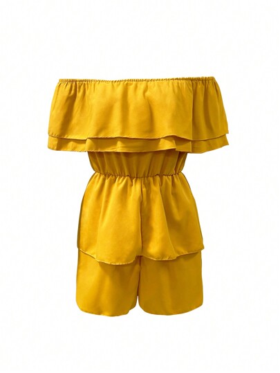 Zolique Mono informal con hombros descubiertos, con varios volantes en capas para mujer